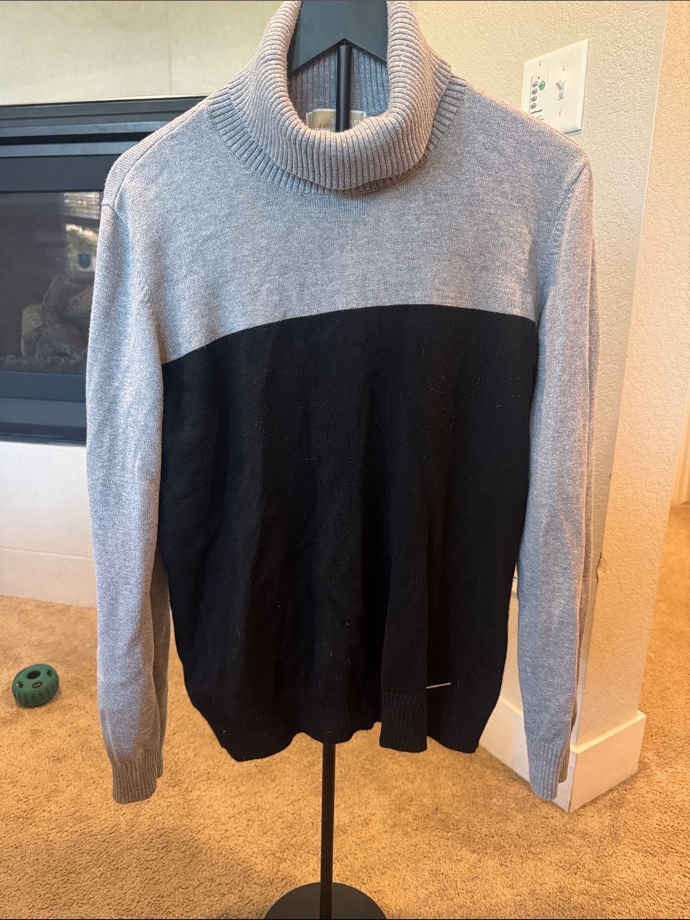 Two-Tone Turtleneck Sweater